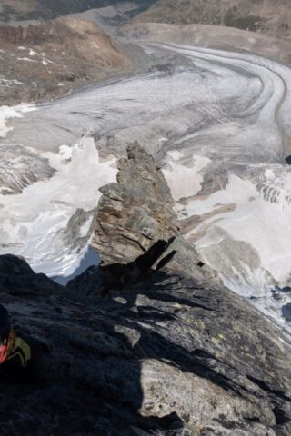 Abkletterstelle und anstrengender Riss